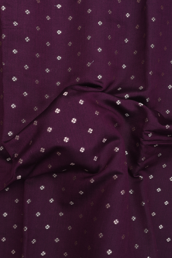 Raw Silk Saree In Plum Purple With Floral Buttis