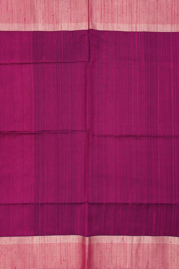 Raw Silk Saree In Plum Purple With Zari Border