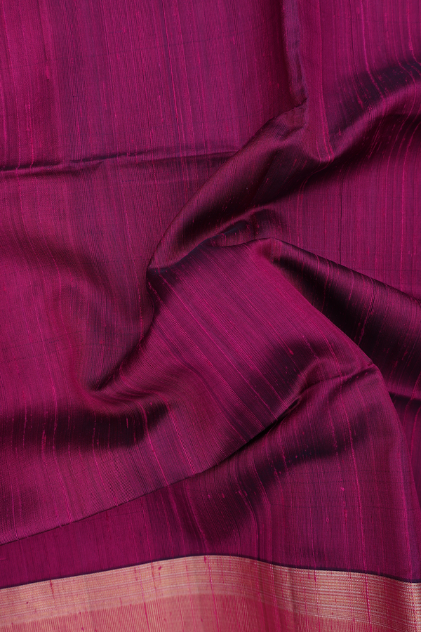 Raw Silk Saree In Plum Purple With Zari Border