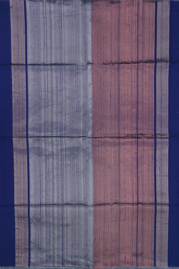 Raw Silk Saree In Prussian Blue With Plain