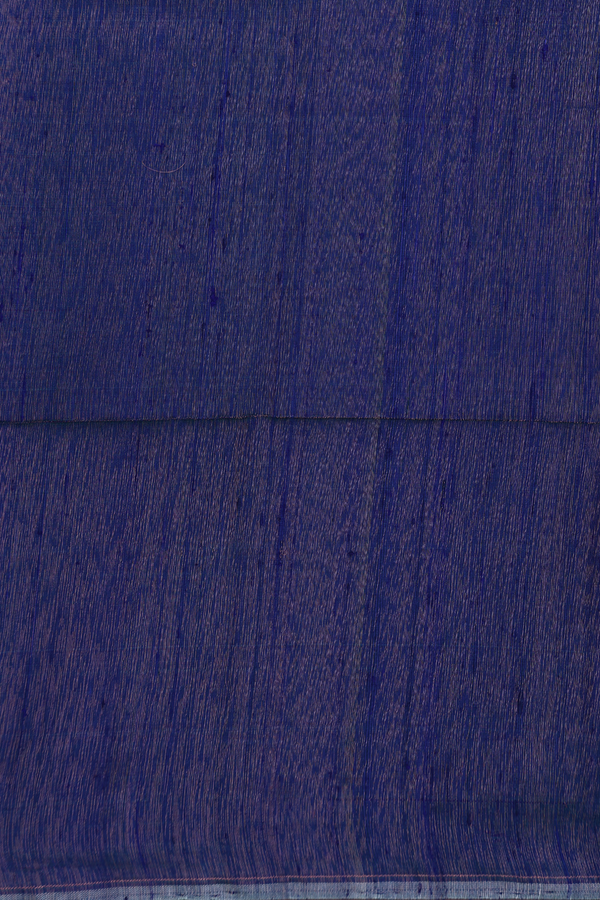 Raw Silk Saree In Prussian Blue With Plain