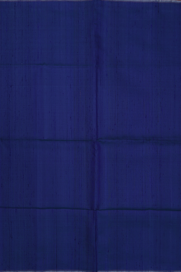 Raw Silk Saree In Prussian Blue With Plain