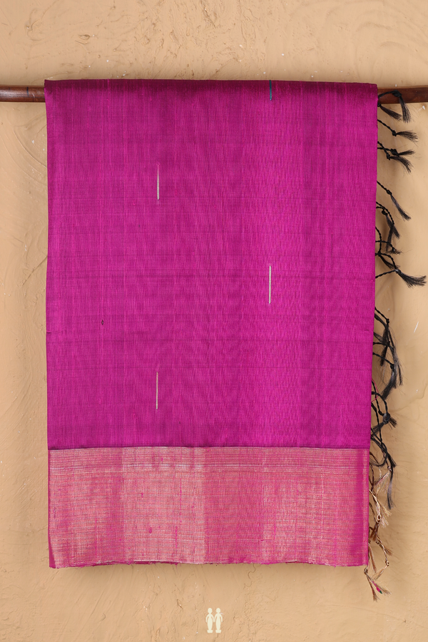 Raw Silk Saree In Purple Rose With Threadwork Buttas
