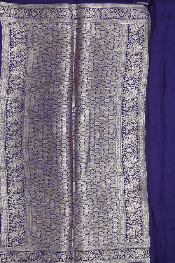 Raw Silk Saree In Purple With Floral Buttas