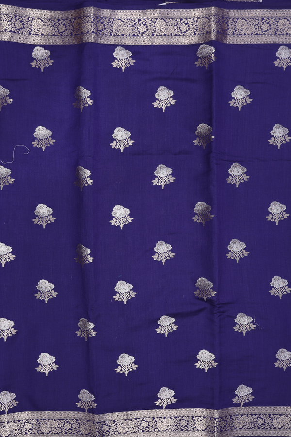 Raw Silk Saree In Purple With Floral Buttas