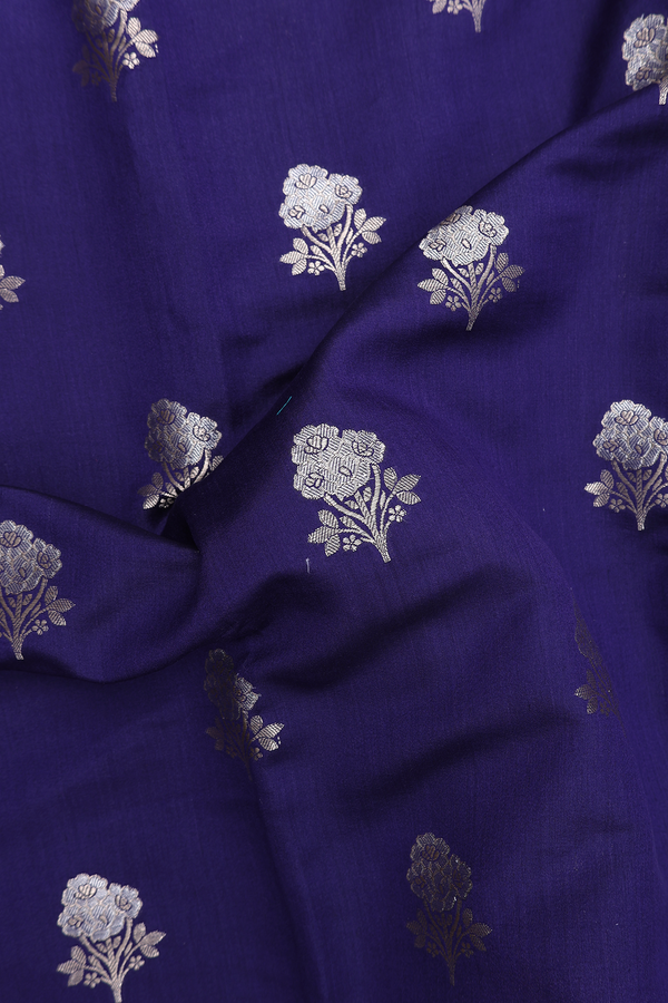 Raw Silk Saree In Purple With Floral Buttas