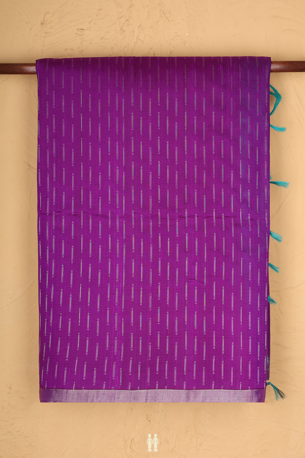 Raw Silk Saree In Purple With Stripes Design
