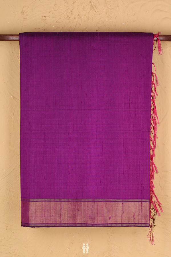 Raw Silk Saree In Purple With Zari Border