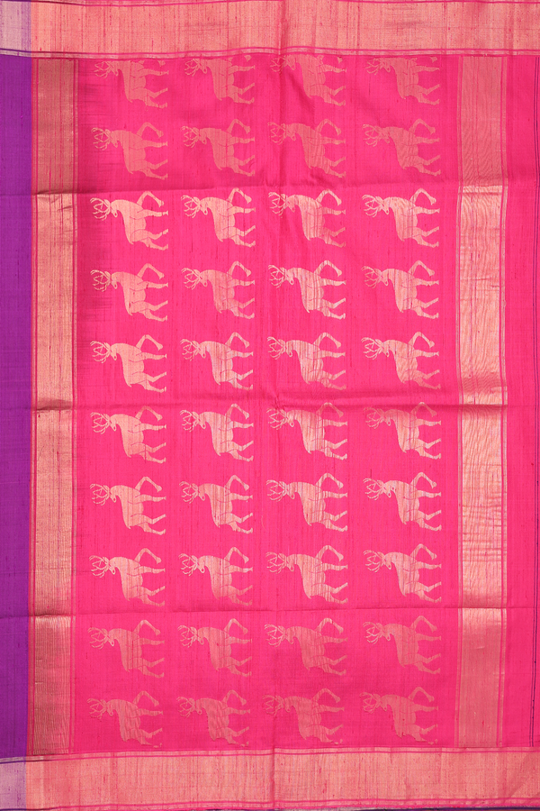 Raw Silk Saree In Purple With Zari Border