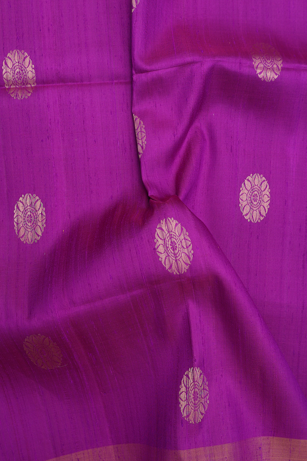 Raw Silk Saree In Purple With Zari Buttas