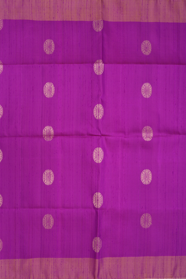Raw Silk Saree In Purple With Zari Buttas
