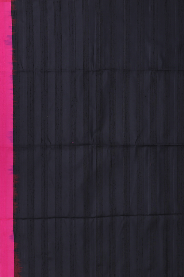Raw Silk Saree In Rani Pink With Contrast Pallu