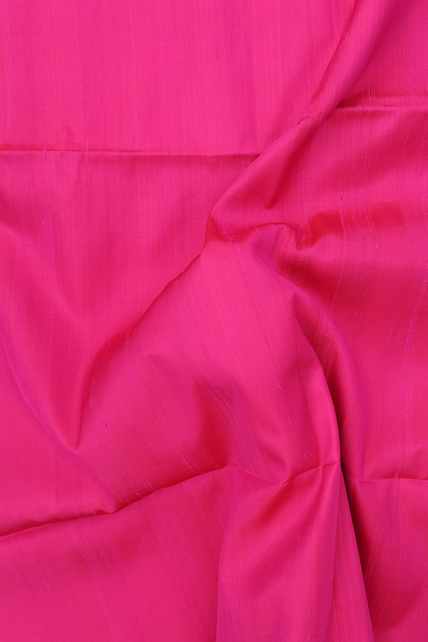 Raw Silk Saree In Rani Pink With Contrast Pallu