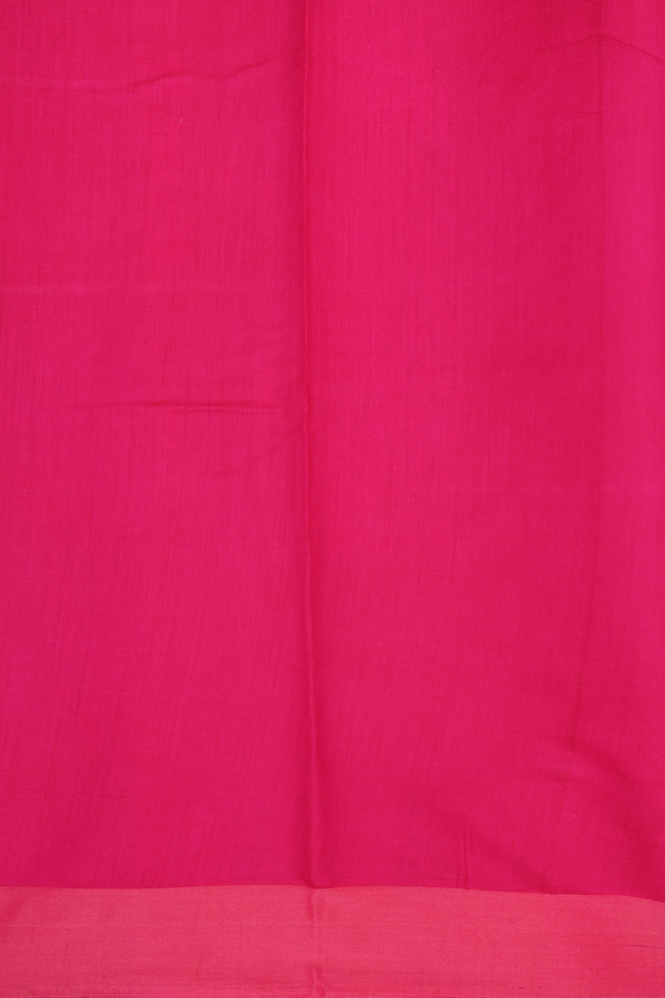 Raw Silk Saree In Rani Pink With Floral Buttas