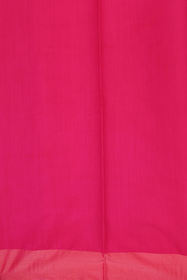 Raw Silk Saree In Rani Pink With Zari Buttas