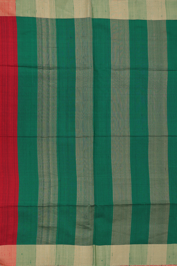 Raw Silk Saree In Red With Checks Design