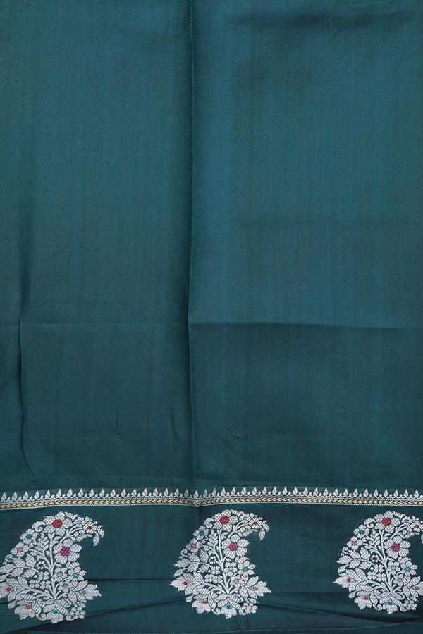 Raw Silk Saree In Red With Zari Buttas