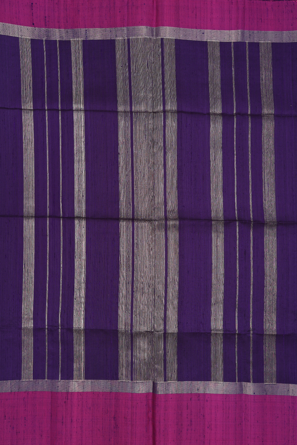 Raw Silk Saree In Regal Purple With Contrast Border