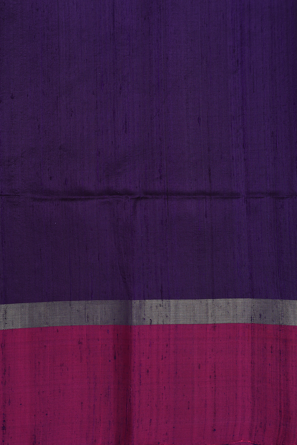Raw Silk Saree In Regal Purple With Contrast Border