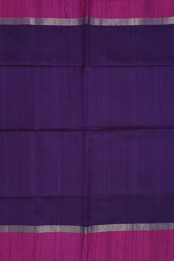 Raw Silk Saree In Regal Purple With Contrast Border