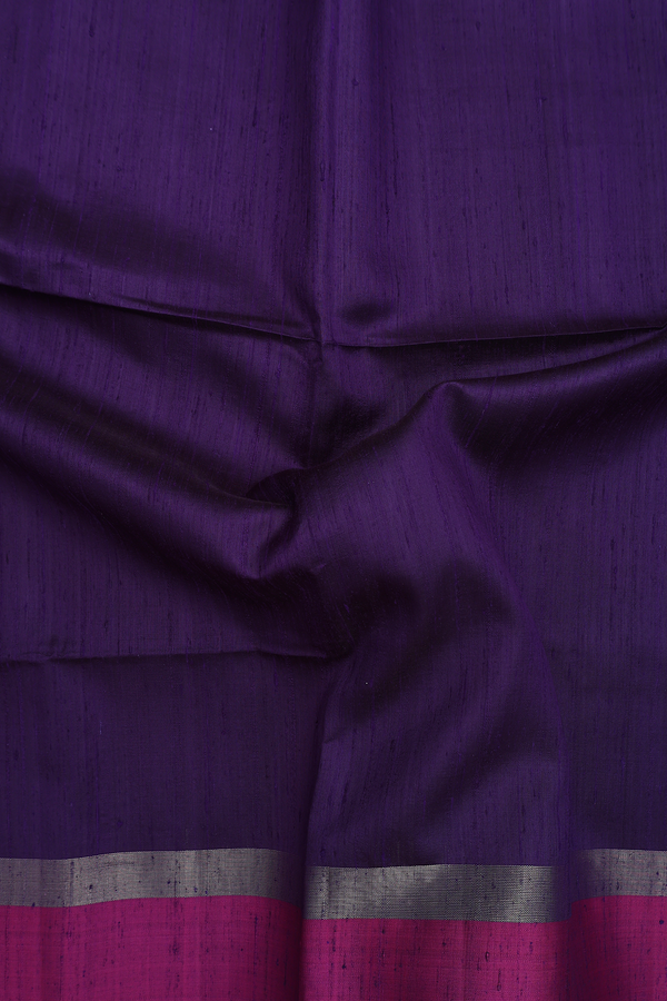 Raw Silk Saree In Regal Purple With Contrast Border