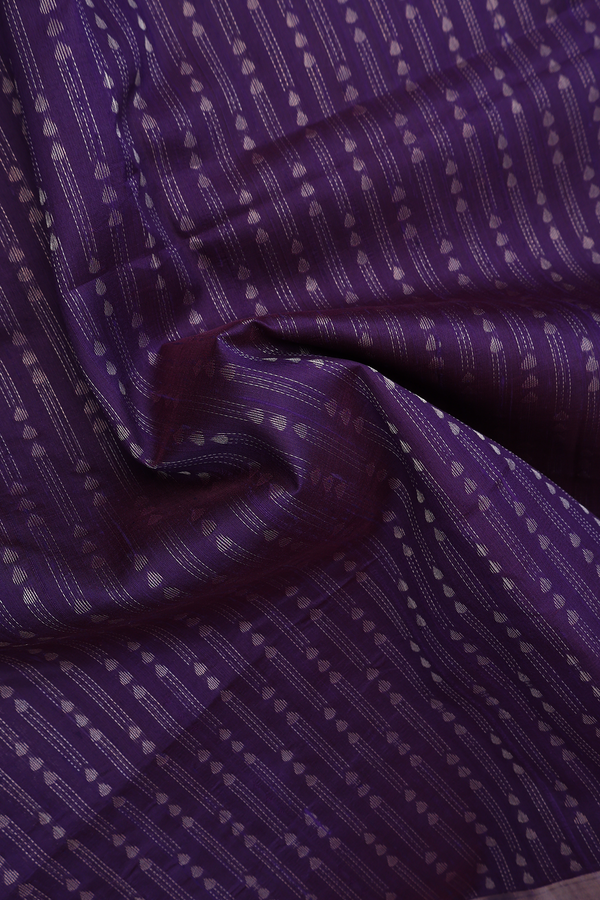 Raw Silk Saree In Regal Purple With Stripes Design