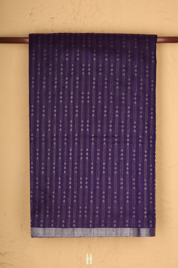 Raw Silk Saree In Regal Purple With Stripes Design