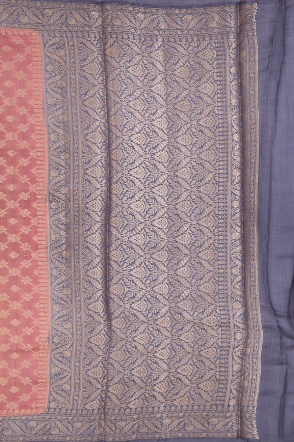 Raw Silk Saree In Rose Brown With Diamond Design
