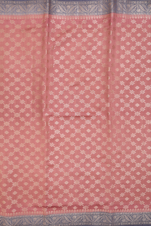 Raw Silk Saree In Rose Brown With Diamond Design