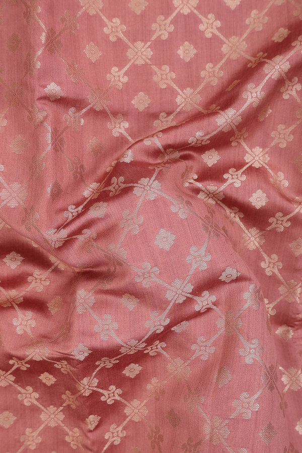 Raw Silk Saree In Rose Brown With Diamond Design