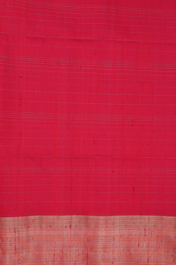 Raw Silk Saree In Scarlet Red With Checks Design
