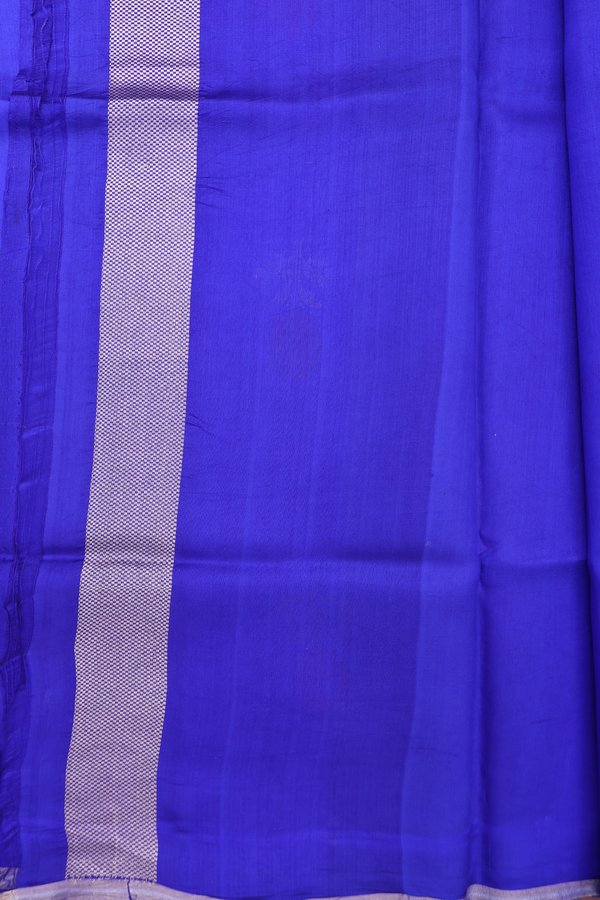 Raw Silk Saree In Royal Blue With Floral Buttas