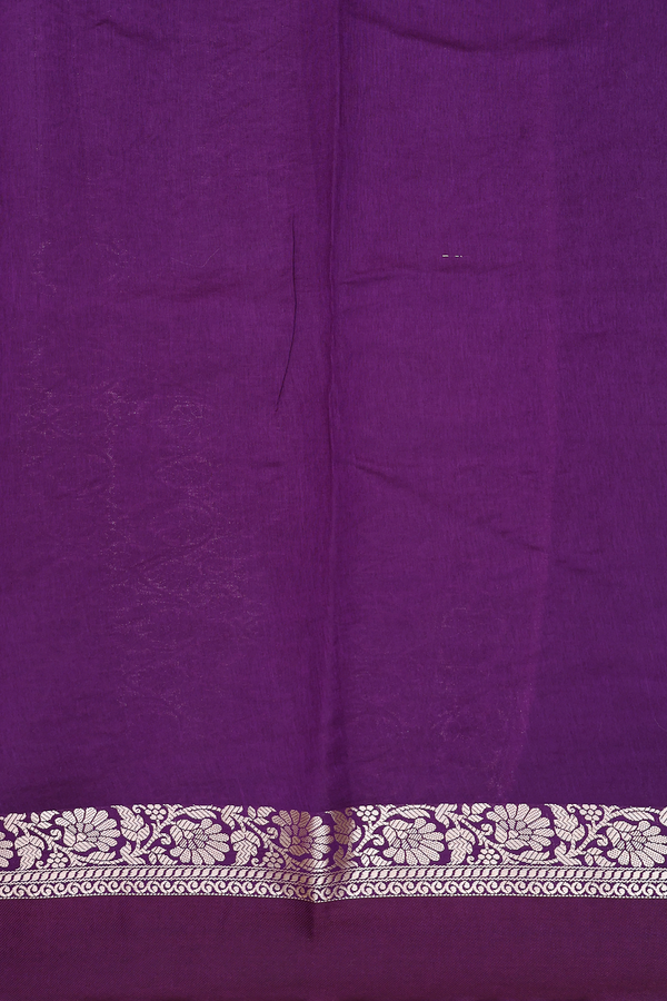 Raw Silk Saree In Royal Purple With Floral Motifs