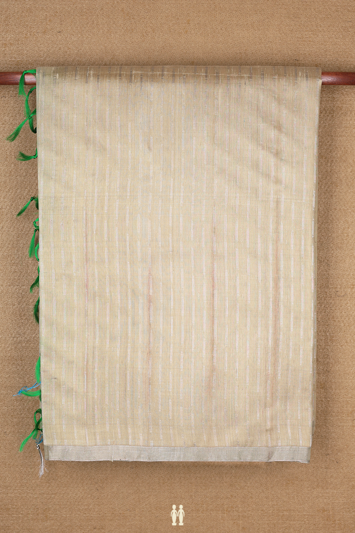 Raw Silk Saree In Khaki With Stripes Design