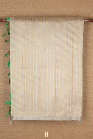 Raw Silk Saree In Khaki With Stripes Design