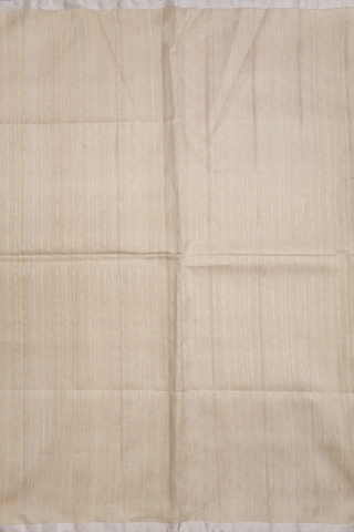 Raw Silk Saree In Khaki With Stripes Design