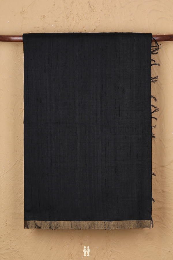 Raw Silk Saree In Black With Bavanchi Border