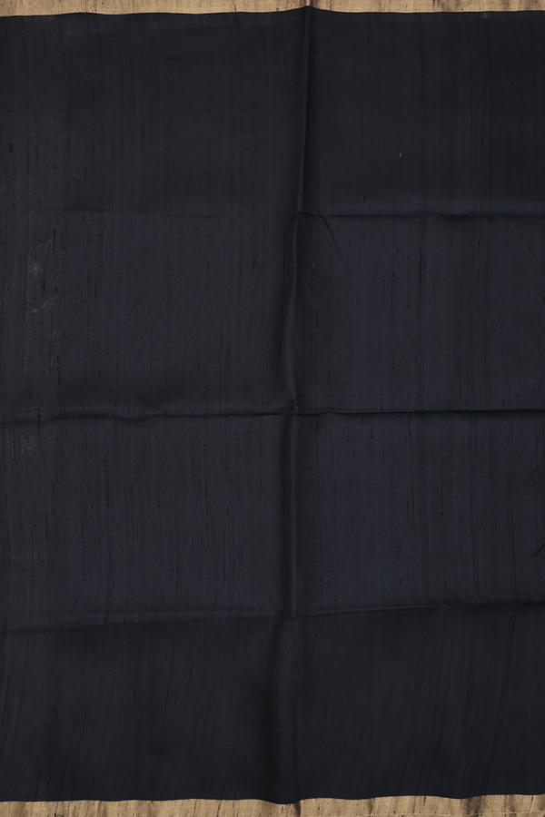 Raw Silk Saree In Black With Bavanchi Border