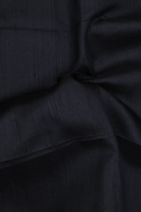 Raw Silk Saree In Black With Bavanchi Border