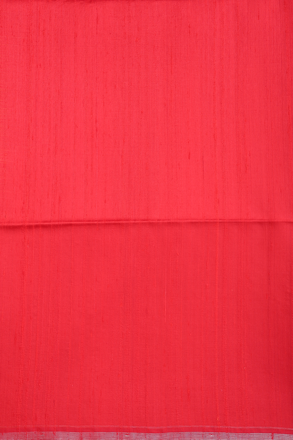 Raw Silk Saree In Scarlet Red With Stripes Design