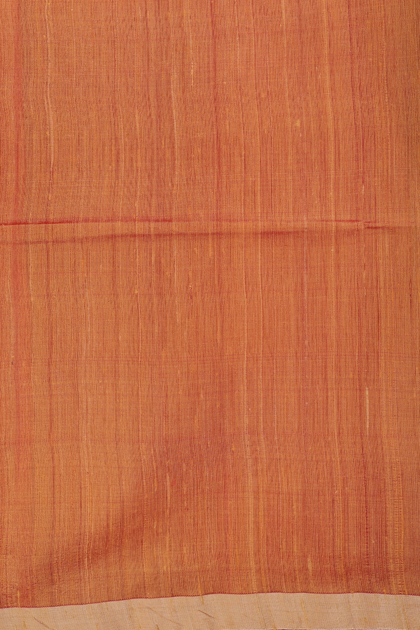 Raw Silk Saree In Plain Scarlet Red With Zari Border