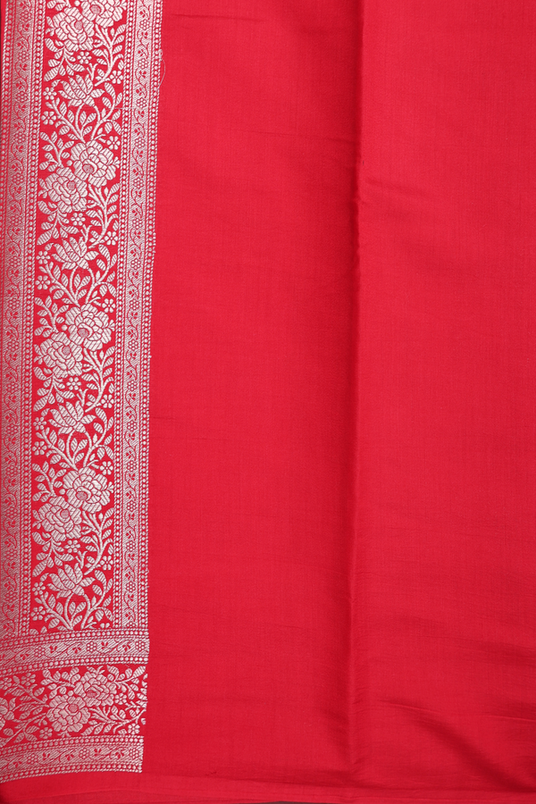 Raw Silk Saree In Scarlet Red With Zari Buttas
