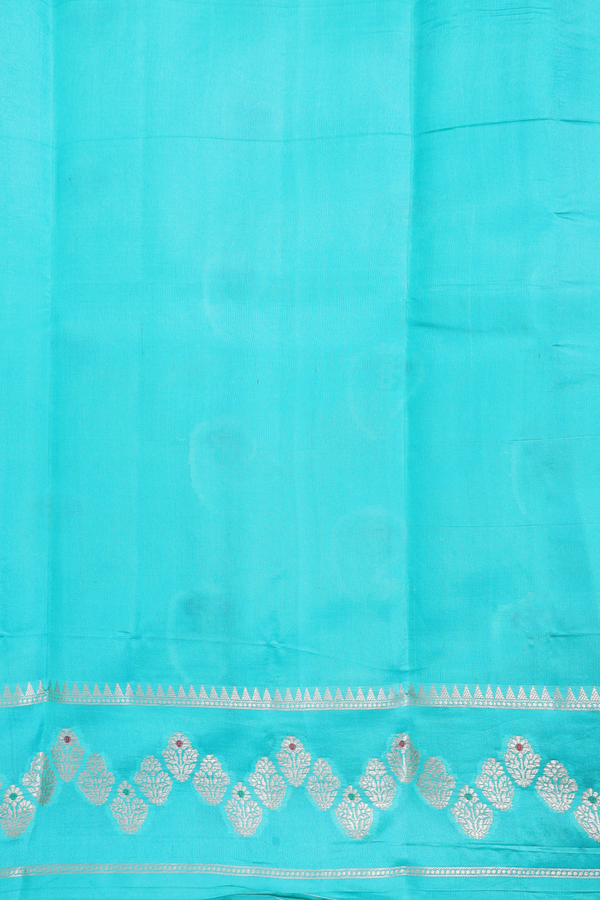 Raw Silk Saree In Sea Green With Paisley Motifs