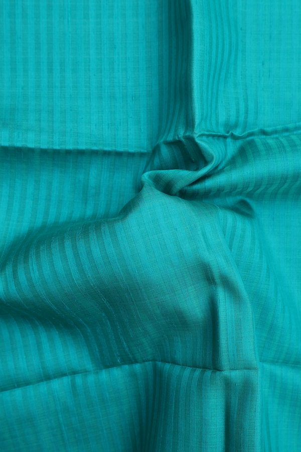 Raw Silk Saree In Sea Green With Stripes Design