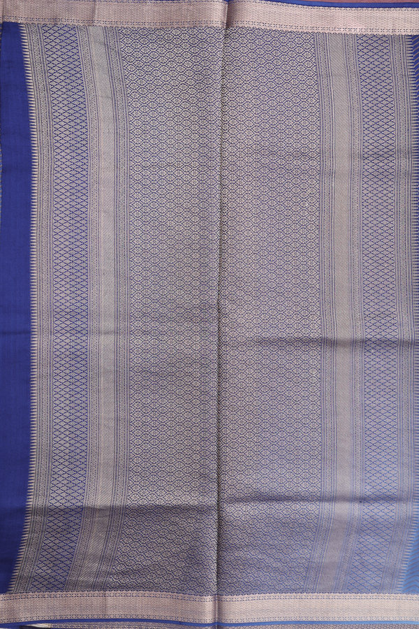 Raw Silk Saree In Shades Of Blue With Chevron Design
