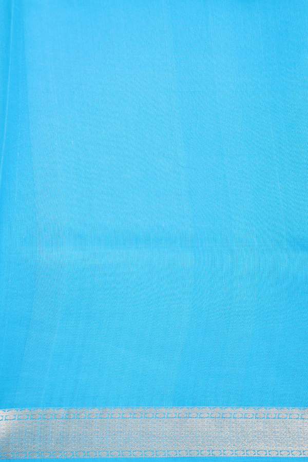 Raw Silk Saree In Shades Of Blue With Chevron Design