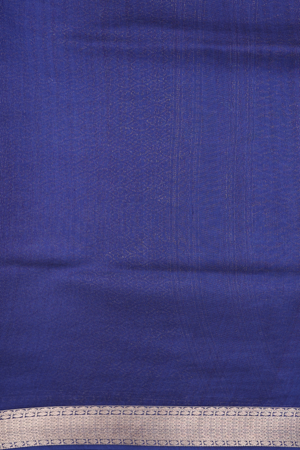 Raw Silk Saree In Shades Of Blue With Chevron Design