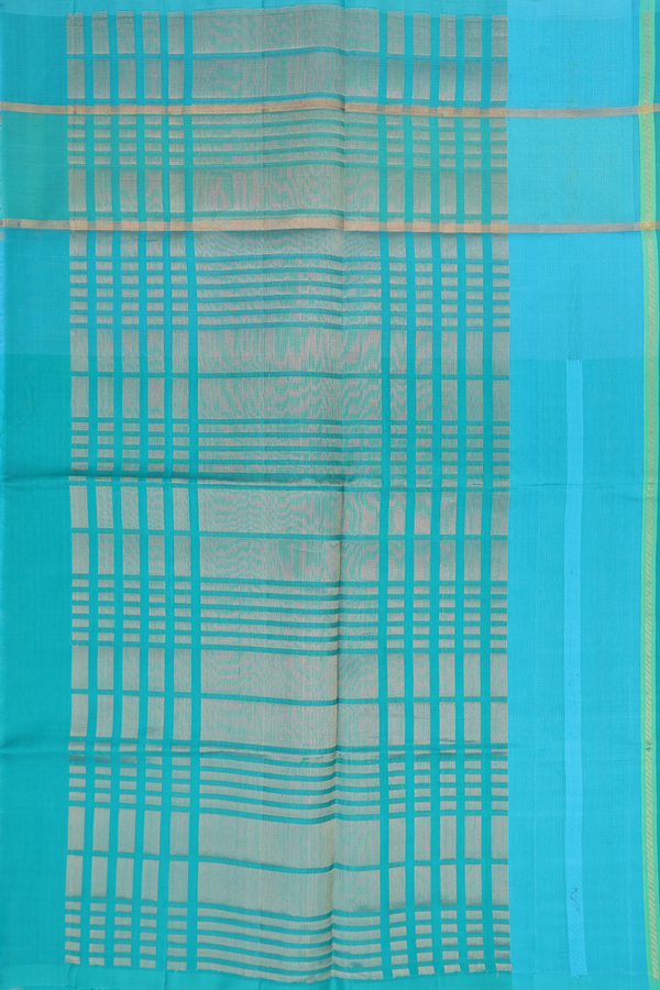 Raw Silk Saree In Shades Of Blue With Stripes Design