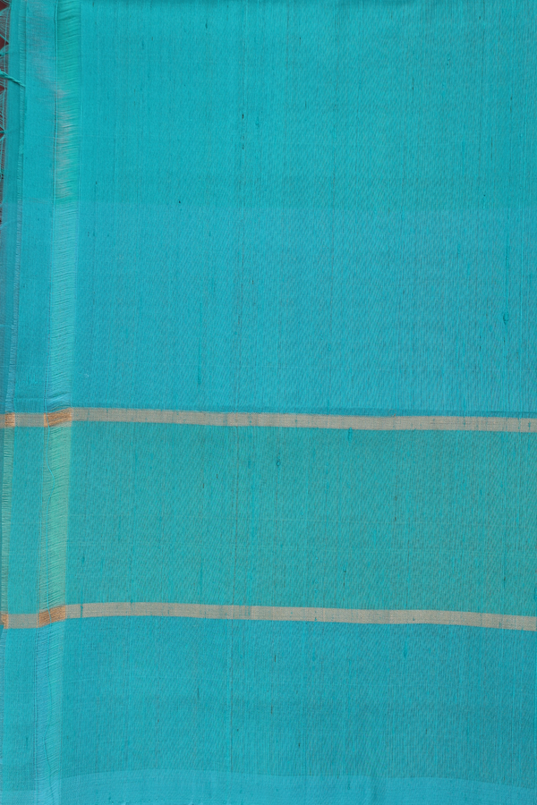 Raw Silk Saree In Shades Of Blue With Stripes Design