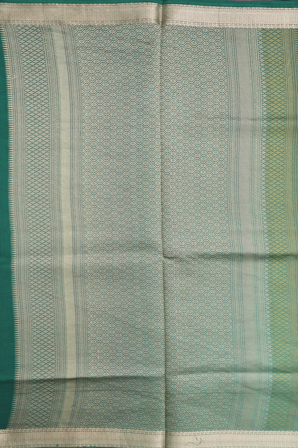 Raw Silk Saree In Shades Of Green With Chevron Design